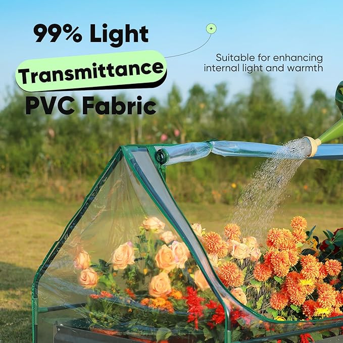 Quictent Portable Mini Cloche Greenhouse w/ Elevated Bottom, Reinforced High Light Transmission Waterproof UV-Resistant Hot House for Indoor Outdoor, 36" x 18" x 33", Clear