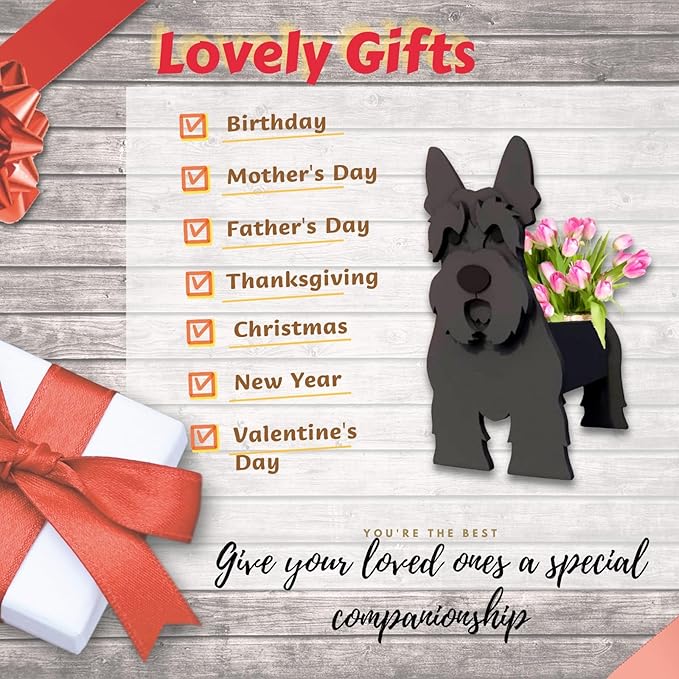 Scottish Terrier Dog Planter Plant Pots,Cute Garden Dog Flower Planter,Dog Planters Birthday Gifts for Women,Office,Indoor/Outdoor Decor(9.45 * 6.61 * 13.39in)