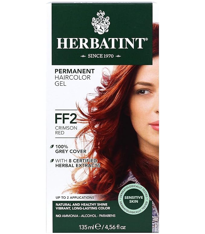 Herbatint Permanent Haircolor Gel, FF2 Crimson 100% Grey 4.56 oz