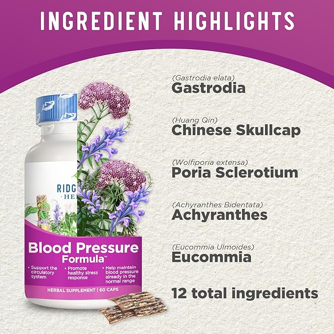 RidgeCrest Herbals Blood Pressure Herbal Formula, 12 Herbs, (60 Count 1))