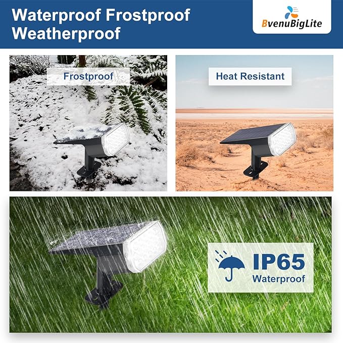 Solar Lights Outdoor Waterproof: IP65 Led Spot Light Decorations for Garden - 3 Lighting Modes Solar Powered for Yard - Dust to Dawn Landscape Lighting Patios Pathway Driveway 4PC White