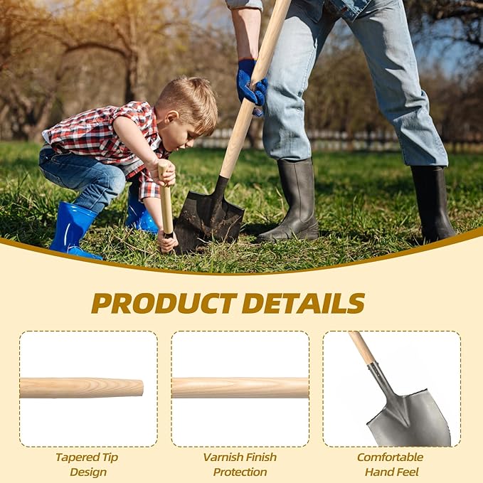 1 Pcs Shovel Handle Replacement 41" Length, 1-1/2" Diameter, Strong Hardwood Solid Ash Wood Straight Handle for Long D Handle Shovels Garden Tool