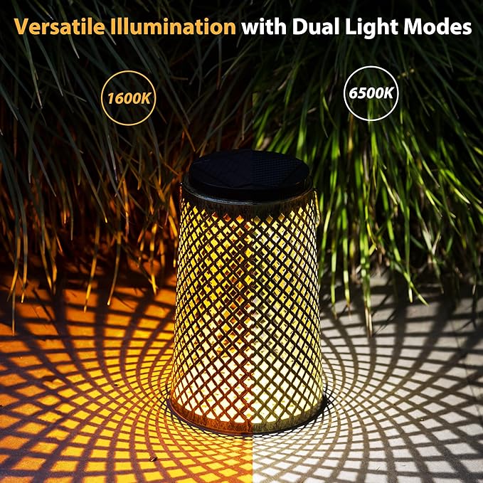 2 Pack Solar Lanterns Outdoor Waterproof, Gifts for Women Mom Grandma,Solar Lanterns with 2 Lighting Colors and Diamond-Pattern, Outdoor Solar Lantern for Landscape Patio Pathway Porch Lawn Yard