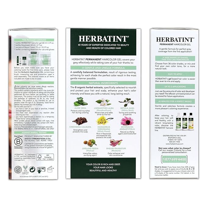 Herbatint Permanent Haircolor Gel, 5R Light 100% Grey 4.56 oz