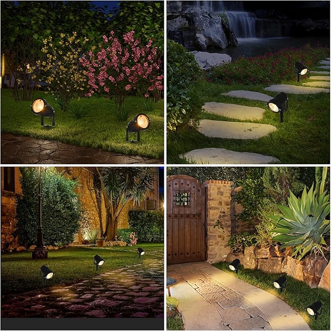 Color Change Landscape Lighting Low Voltage LED Outdoor Spotlights 6W 12V IP66 Waterproof Landscaping Lights Remote Control Garden Pathway Lights RGB Trees Decorations