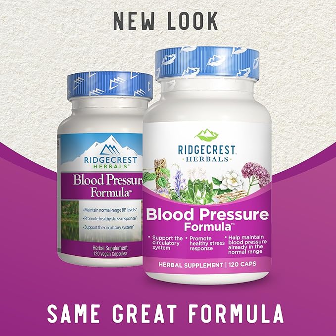 RidgeCrest Herbals Blood Pressure Herbal Formula, 12 Herbs, (120 Count)