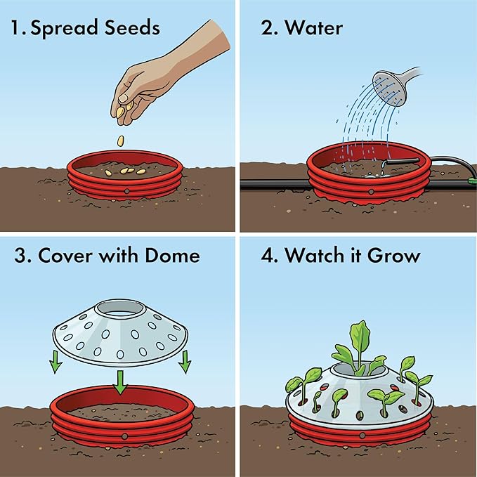 Kids Outdoor Carrot Garden Kit - Complete Kit for Growing Your Own Carrots from Seeds with Grow Rings and Greenhouse Germination Domes, Non-GMO Seeds, BPA-Free