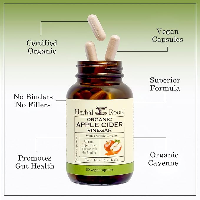 Herbal Roots Organic Apple Cider Vinegar 650 mg 60 Vegan