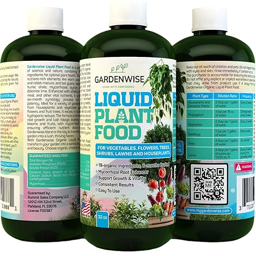 Organic Liquid Plant Food for Indoor Houseplants – All Purpose Fertilizer for Potted Plants, Vegetables, Succulents, Orchids, Roses – Miracle Growth with Mycorrhizae (32 oz)