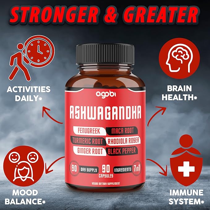 Ashwagandha Extract Capsules 8050mg 7 Herbs 90 Caps 3 Months