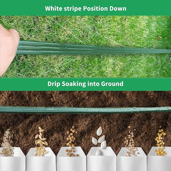 Watoo 2025 75 FT Flat Sprinkler Hose for Lawn Watering Garden Soaker Hose with Holes, Heavy Duty Lightweight No-Kink Water Hose with Stakes, Irrigation Hose, Great Fun for Kids and Dog