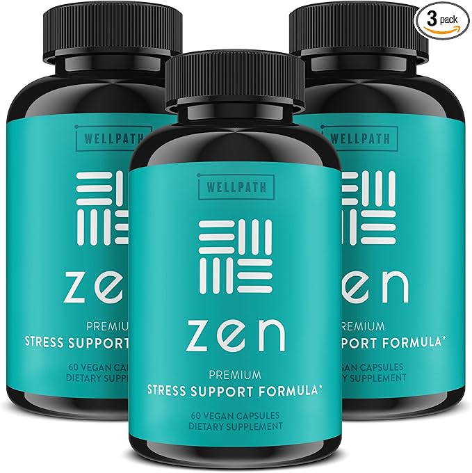WellPath Zen Stress Relief Supplement + Mood Support (180 ct)- Calm, Stress & Energy Support | Ashwagandha Root, Rhodiola Rosea, L-Theanine, Lemon Balm | Herbal Capsules,