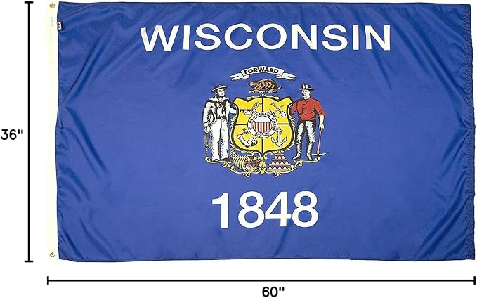 FlagSource Wisconsin Nylon State Flag, Made in the USA, 3x5'