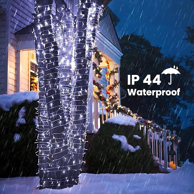 175Ft Christmas Lights Outdoor, 500 LED Christmas String Lights with 8 Modes, Timer, Waterproof Fairy Twinkle Lights for Christmas Party, Garden, Wedding, Holiday, Xmas Tree Decorations (White)