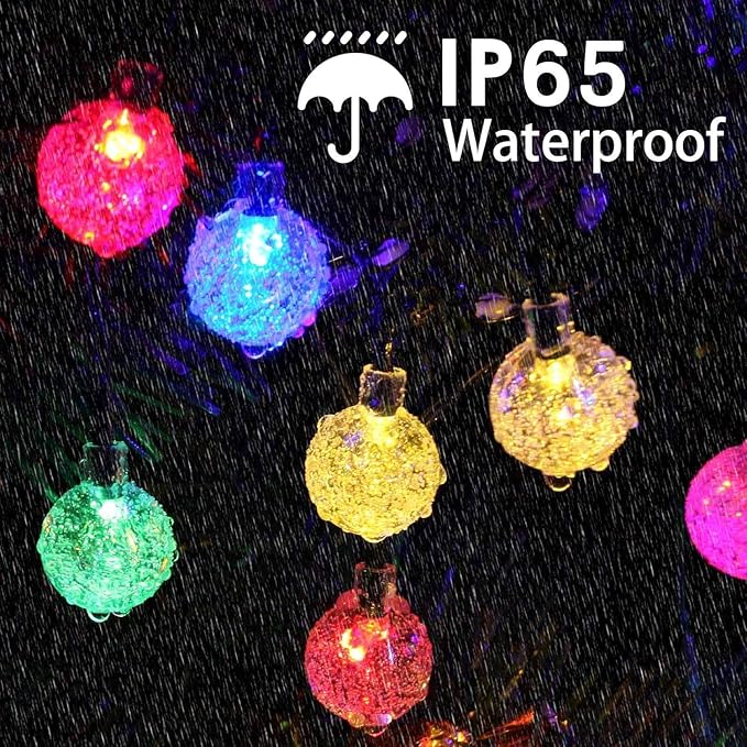 Multicolor 2-Pack 100 LED 64FT Crystal Globe Solar String Lights Outdoor, Waterproof Pastel Easter Lights with 8 Lighting Modes, Solar Powered Tree Light for Easter Xmas Decorations Tree Garden Patio