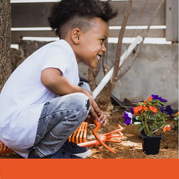 Black & Decker Four Piece Gardening Hand Toolset for Kids – Garden Tool Bag That Holds Plastic Hand Tools
