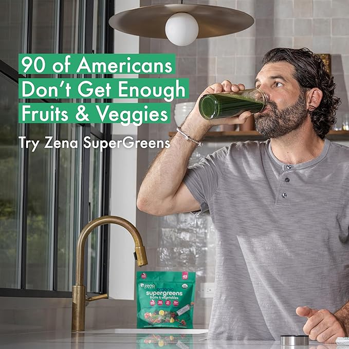 Zena Greens Organic Supergreens Powder 30 8g 8g Sticks |70+ Superfood 3G Fiber 0 Sugar