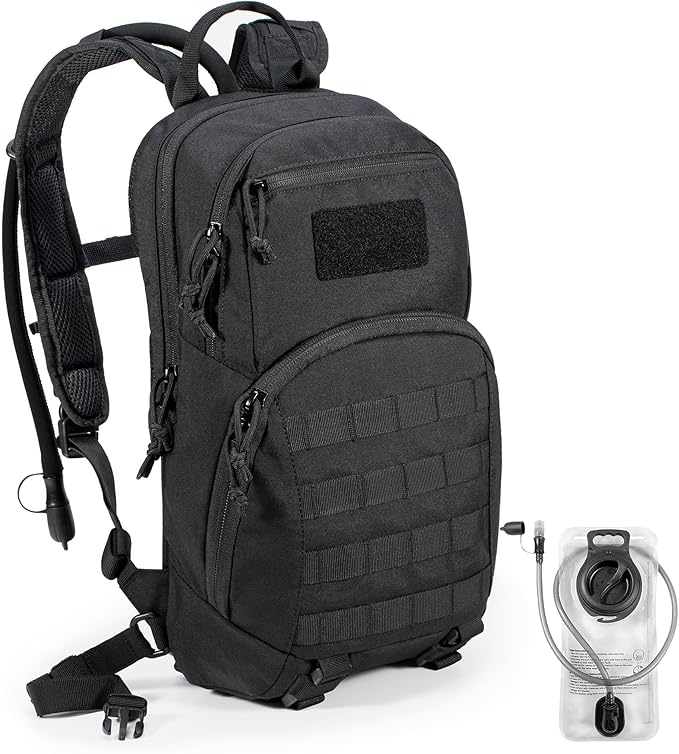 Tactical Small Hydration Backpack 10L Molle Pack for Outdoor Hiking Gravel Cycling Mountain Biking with 2.5L Bladder