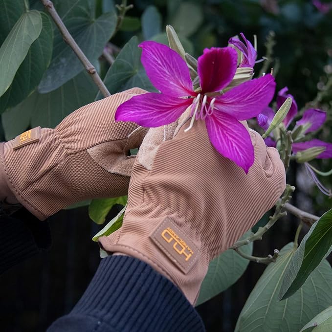HANDLANDY Men Leather Gardening Gloves, Utility Work Gloves for Mechanics, Construction, Driver, Dexterity Breathable Design
