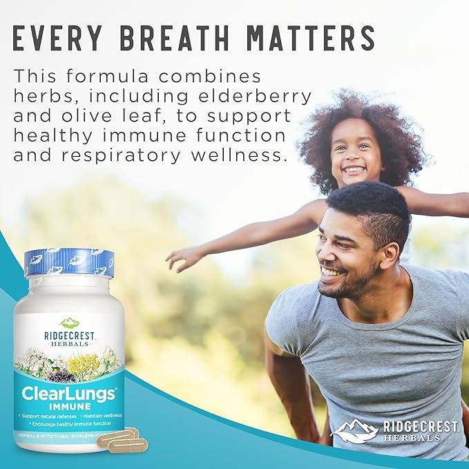 RidgeCrest Herbals ClearLungs Immune, Lung Support (60 Caps, 30 Serv)