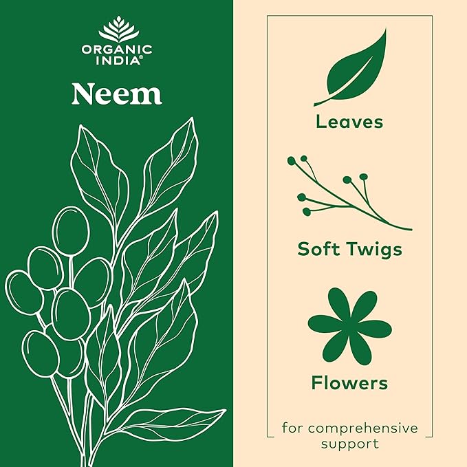ORGANIC INDIA Neem Leaf Capsules, Herbal Supplement 90 Capsules