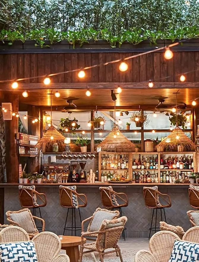 Brightown 60FT LED Outdoor Deck Lights - 2 Pack Patio Lights with 30 Shatterproof Clear Dimmable Edison Bulbs, Waterproof Connectable Hanging Lights for Outside Backyard Porch Party Christmas Decor