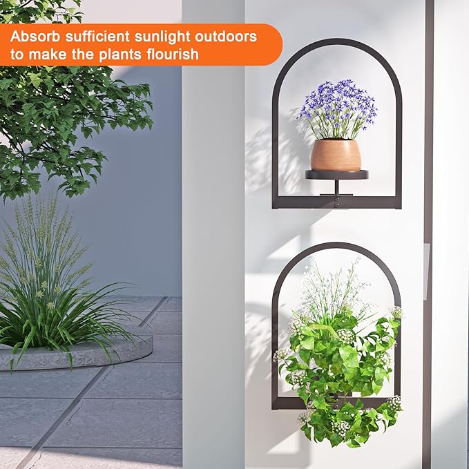 Wall Plant Holder, Wall Planters for Indoor Plants, Wall Mounted Plant Holder for Home Decor, Metal Plant Wall Shelf Plant Frames Wall Decor (3 Pack)