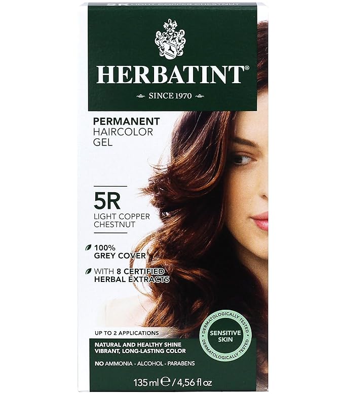 Herbatint Permanent Haircolor Gel, 5R Light 100% Grey 4.56 oz