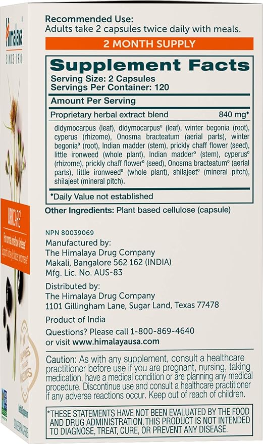 Himalaya UriCare Herbal Supplement, Kidney & 240 Capsules, 60 Day
