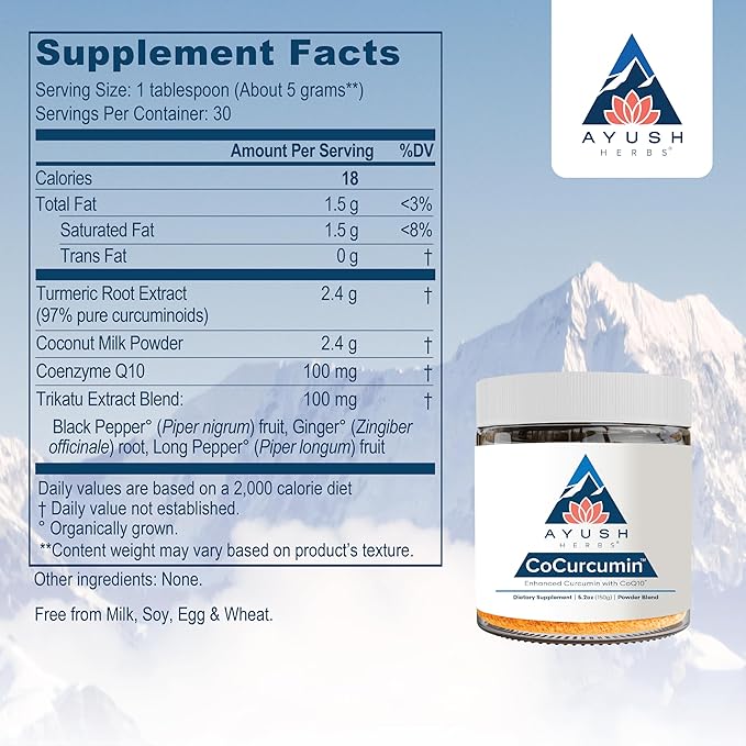 Ayush Herbs CoCurcumin Powder, Highly Absorbable 5.2 Ounces
