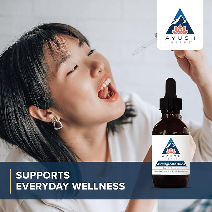 Ayush Herbs Ashwagandha Drops, Cognitive, Adrenal, 2 Ounces
