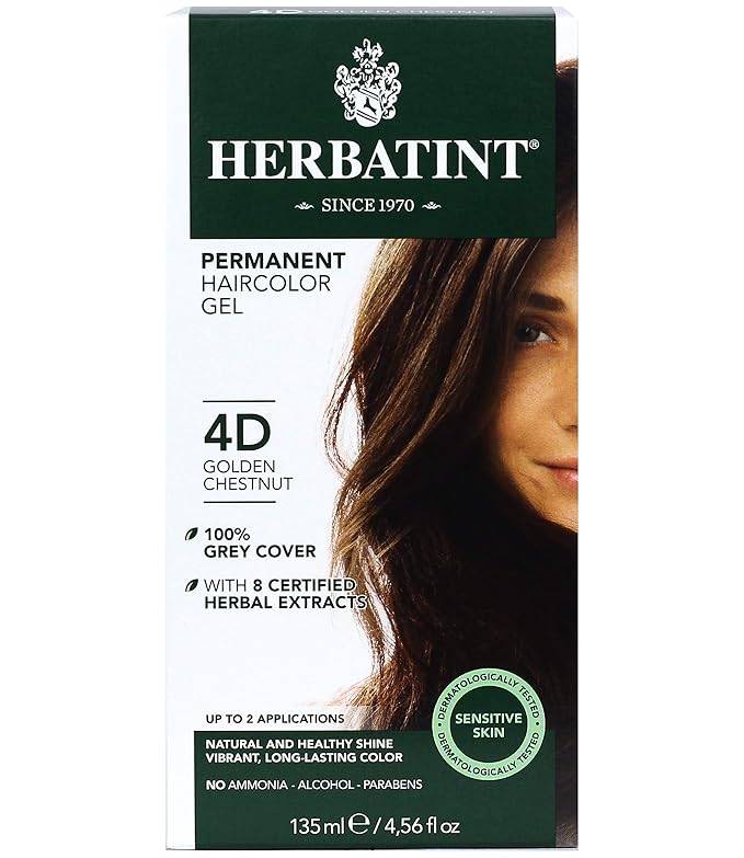Herbatint Permanent Haircolor Gel, 4D Golden 100% Grey 4.56 oz