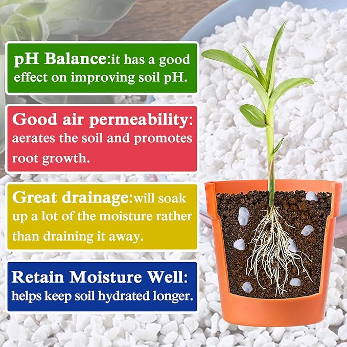 Halatool 4QT Perlite 3-6mm Organic Perlite for Gardening Plants Indoor Natural Potting Soil Mix Additive for Holding Moisture Aeration Drainage