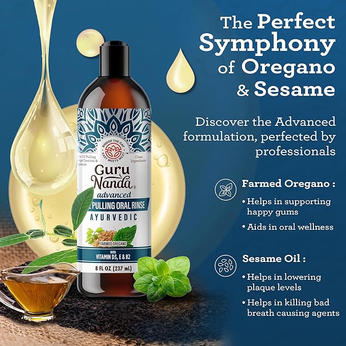 GuruNanda Advanced Oil Pulling with Tongue (3x8 Fl
