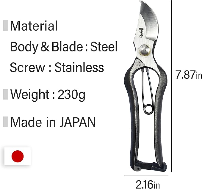 Japanese Kiyohide Pruning Shears - Professional Garden Shears, Bypass Pruners, Traditional Japanese Gardening Tools, Made in Japan, 7.8inch【YAMASAN】