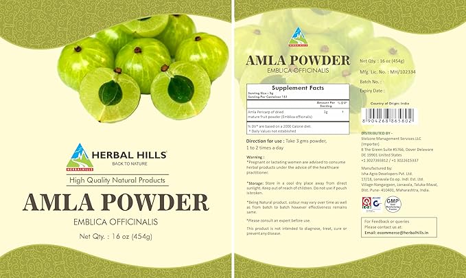 HERBAL HILLS Amla Powder 454 GMS (16 Ounce 1)