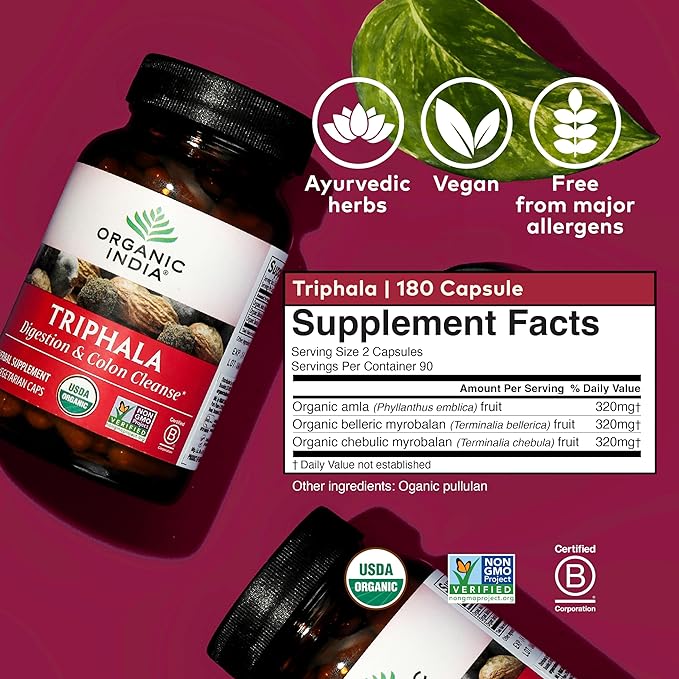 Organic India Triphala Capsules Organic 180 Capsules