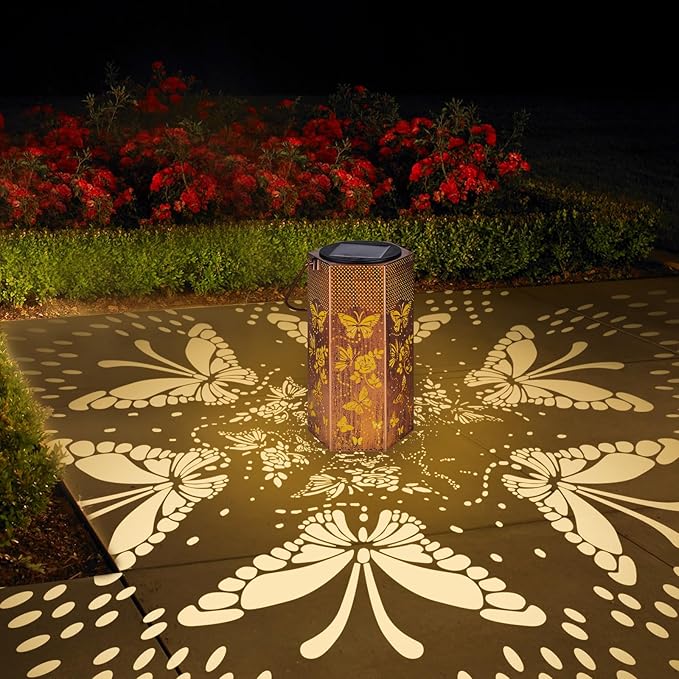 Butterfly Solar Lanterns Outdoor Waterproof - Birthday Gifts for Women, Mom, Butterflies Solar Lights Outdoor Hanging Garden Decor for Outside, Patio, Outdoor, Yard, Lawn, Balcony