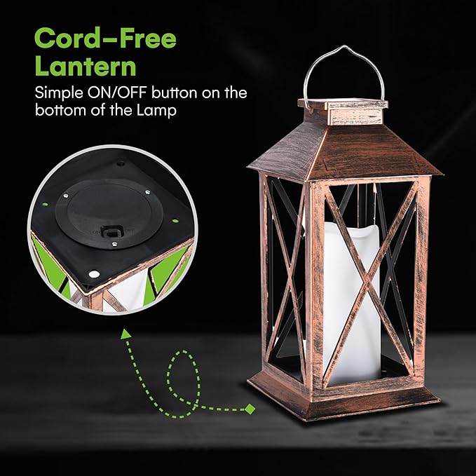 SteadyDoggie - Solar Lantern Waterproof - Decorative X Pattern Hanging Patio Lights or Table Lamp - Illuminated No Cords Jar Lantern - Colorful Light Pathway Lantern for Garden, Porch, and Backyard