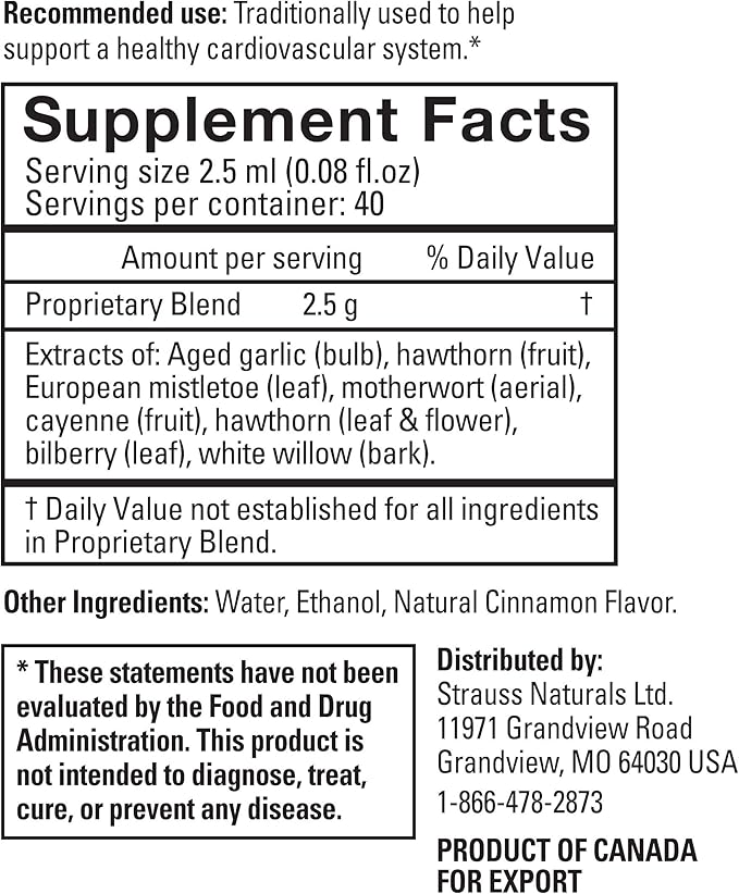 Strauss Naturals Heartdrops, Herbal Heart Supplements 3.4 fl