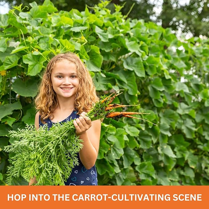 Kids Outdoor Carrot Garden Kit - Complete Kit for Growing Your Own Carrots from Seeds with Grow Rings and Greenhouse Germination Domes, Non-GMO Seeds, BPA-Free