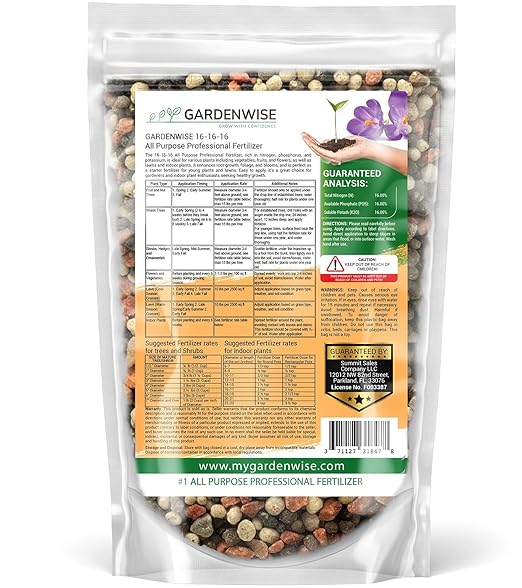 16-16-16 All Purpose Professional Fertilizer - Lawn Fertilizer - Flower Fertilizer - Trees Fertilizer - Shrubs Fertilizer - Vegetable Gardens Fertilizer (4 QUARTS)