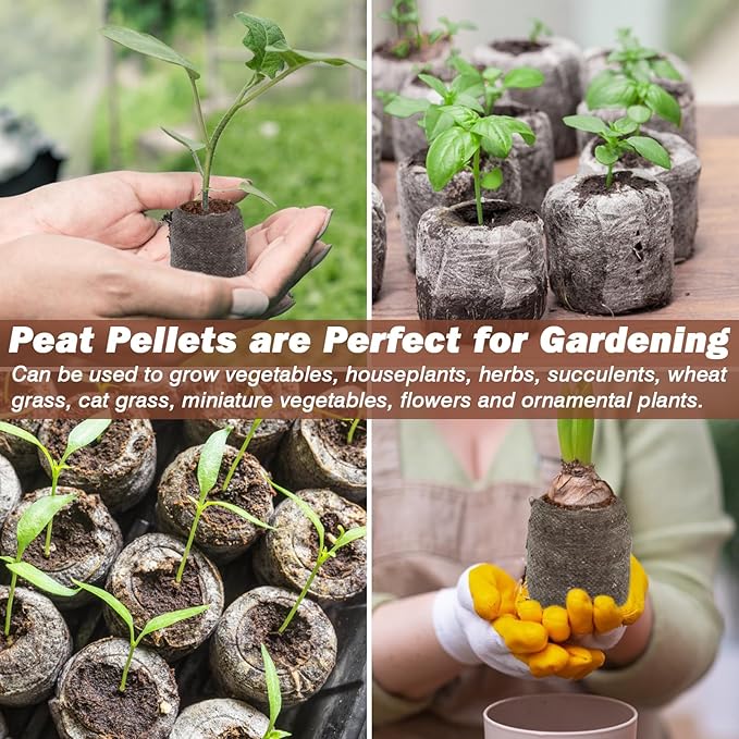 ZeeDix 50Pcs 50mm Peat Pellets for Seedlings, Seed Starter Pods Seed Starting Plugs Soil, Compressed Nutrient Block Potting Soil Discs Pellet for Planting Herbs Flowers Vegetables