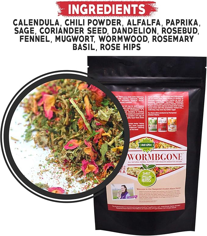 Non-GMO Backyard Chicken Nesting Herbs (4 lb) - Naturally Keep A Clean Coop Your Hens Will Love - Chicken Supplies and Feed WormBGone