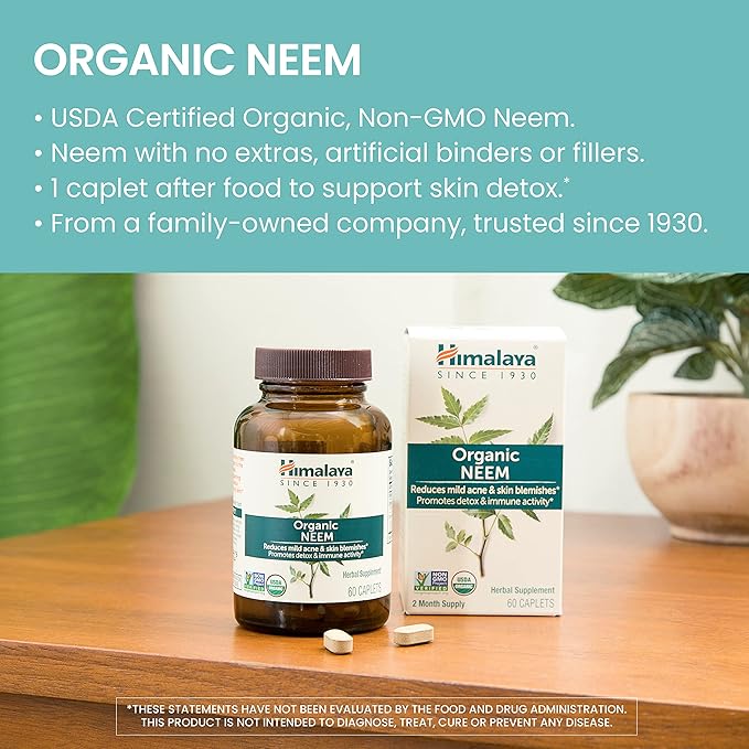 Himalaya Organic Neem Herbal Supplement, 600 mg, 60 Plant 2 Pack