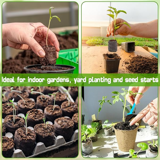 ZeeDix 200 Pcs (30mm) Peat Pellet Fiber Soil Plant Seed Starters- Seed Starter Pellets Pods Compressed Peat Pellets for Grow Herbs, Plant, Flowers, Vegetables, Seed Pods for Planting Easy Transplant