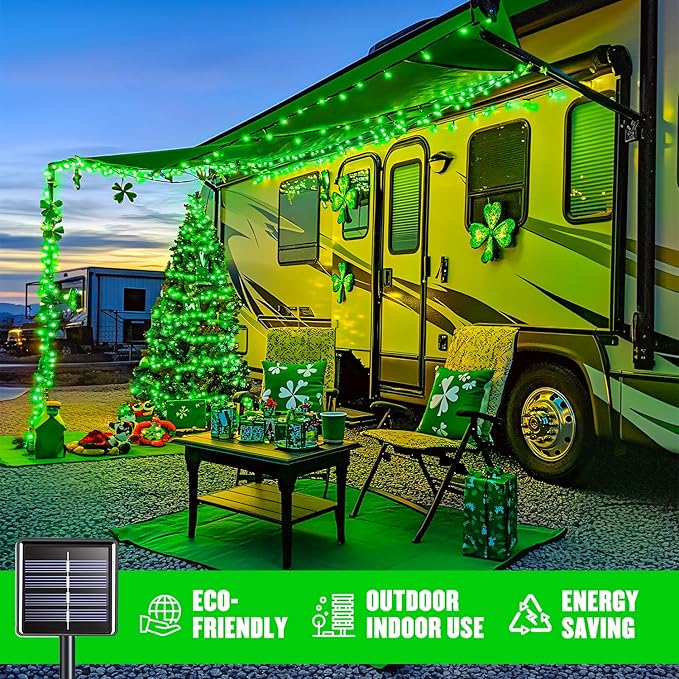 JMEXSUSS 100 LED Green Lights for St Patrick’s Day, 2 Pack Green Solar Lights Outdoor for St Patrick’ Day Decoration Tree Garden Patio Yard