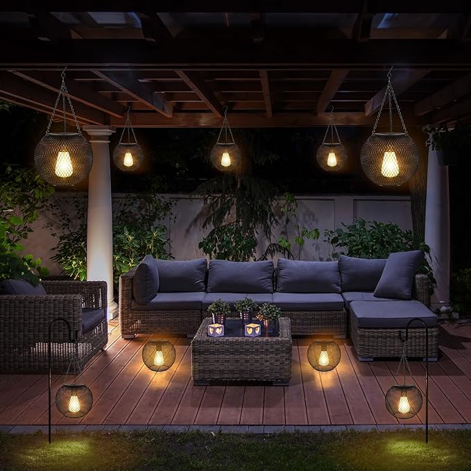 pearlstar Solar Lanterns Outdoor,Upgraded Solar Lights for Outside Decorative Outdoor Hanging Lights Waterproof Solar Lantern Lighting for Yard Garden Patio Pathway Tree,2 Pack