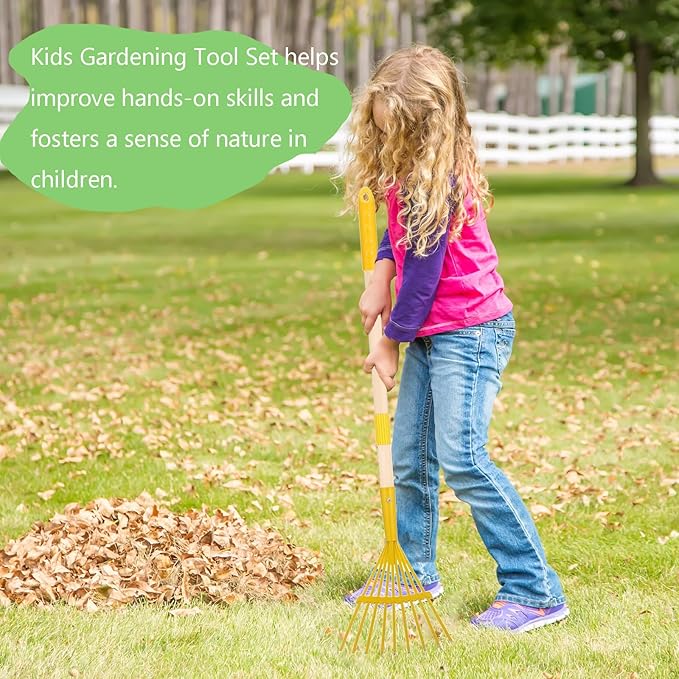 Kids Gardening Tool Set - 4 Piece Garden Tool Set for Parent-Child Outdoor Activities, Children's Fun, Gardening Hand Tools, Shovels, Rakes, Hoes,Best Gift for Boys Girls
