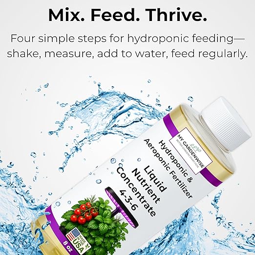 Liquid Plant Food โ Hydroponics Nutrients for Indoor House Plants, Tomato, Strawberry, Lucky Bamboo, Lettuce, Vegetable Garden & Herbs โ Aero Nutrients Liquid Fertilizer for All Growing Systems (16oz)